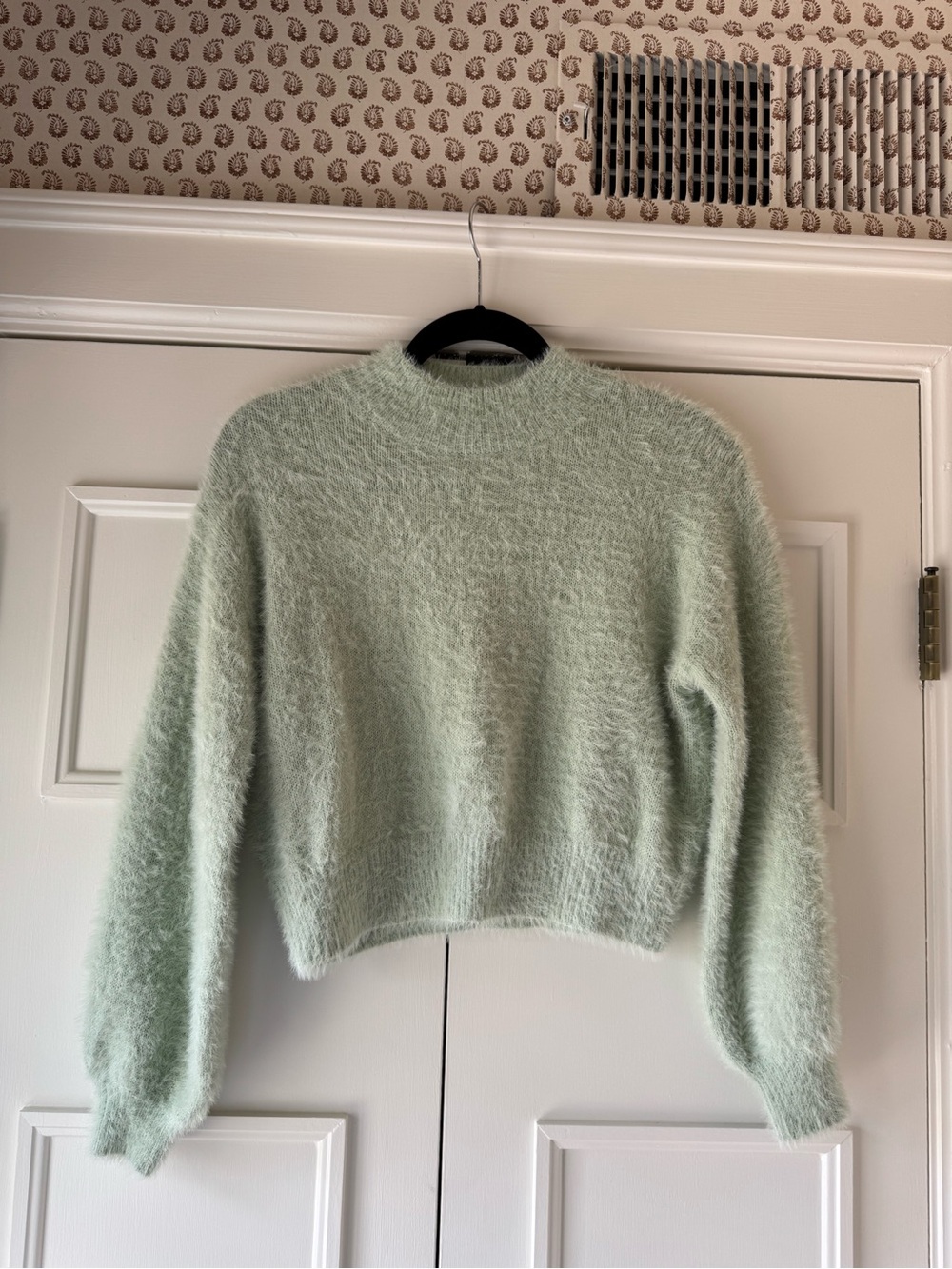 Bardot Mint Green Fuzzy Crewneck Sweater